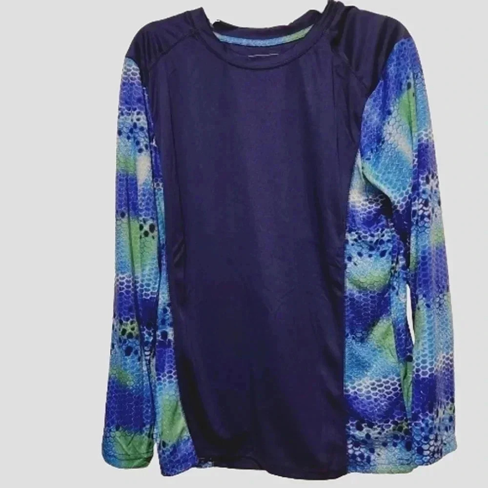 Spicy Tuna Performance UPF40 blue and purple longsleeve shirt Size Small